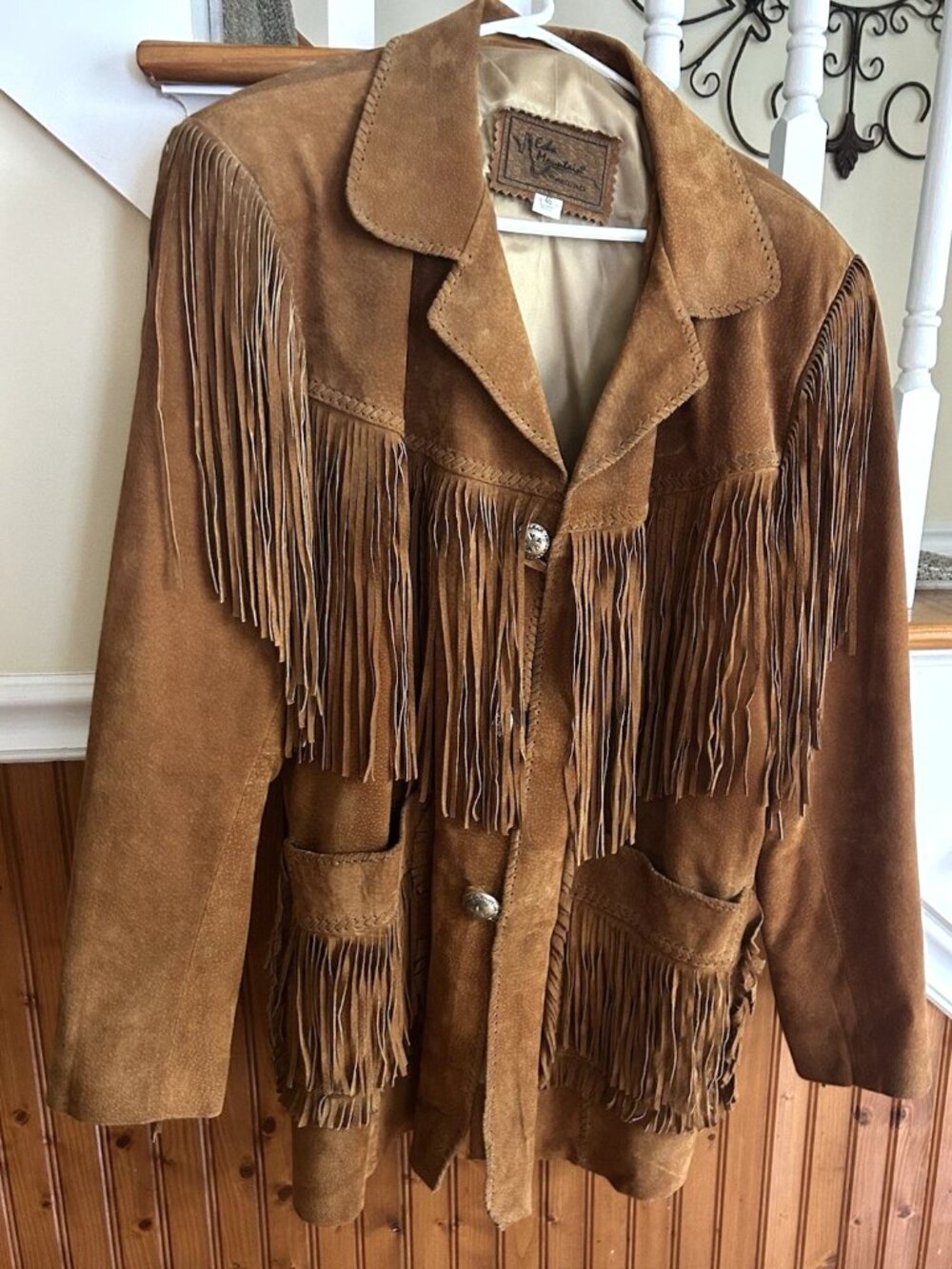 Echo Mountain by Arturo Brown Suede Fringed Leather Jacket Size 46